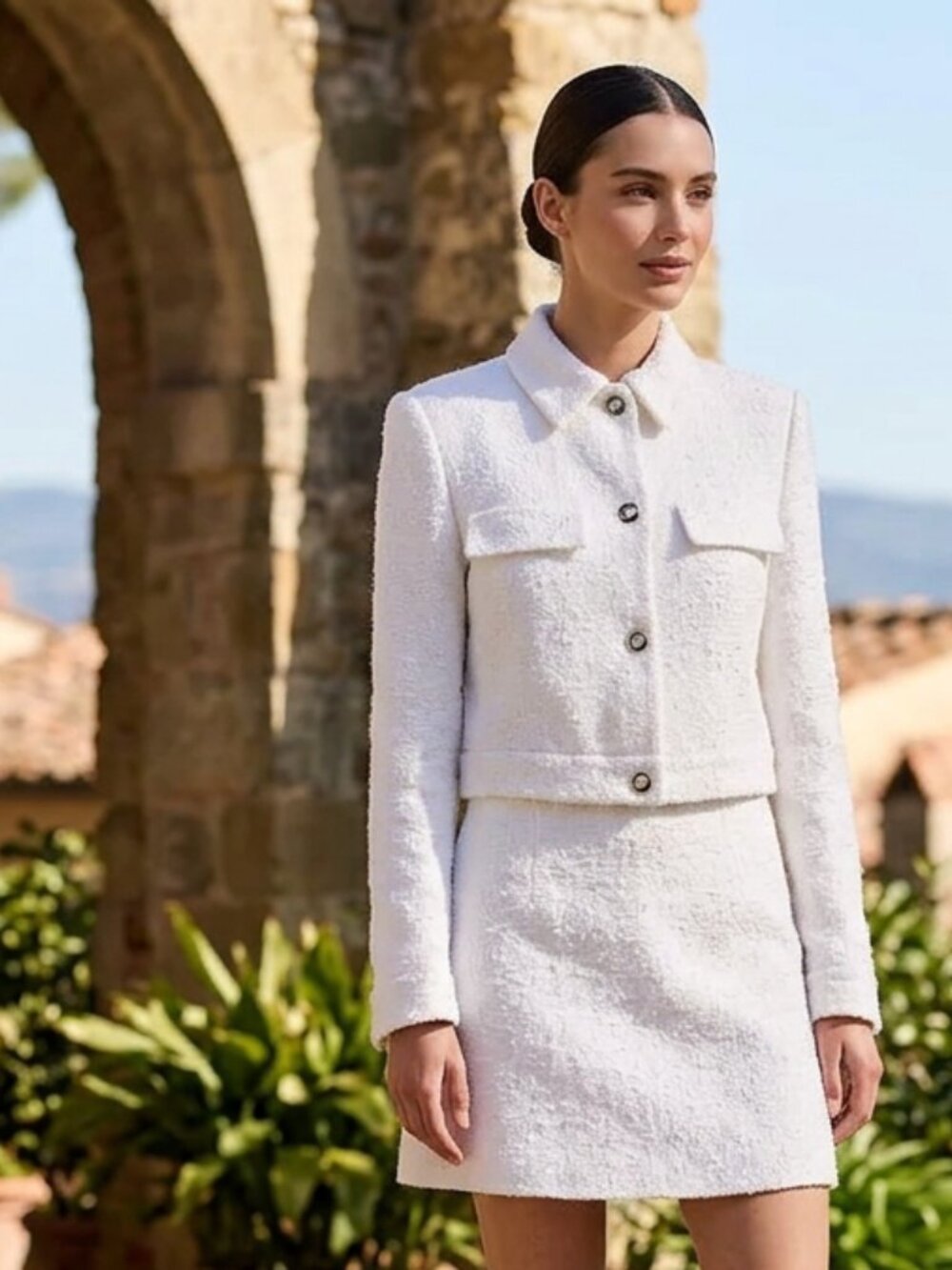 ZARA Jacket Coat M Pure White Long Sleeve Lined 3 Button Front